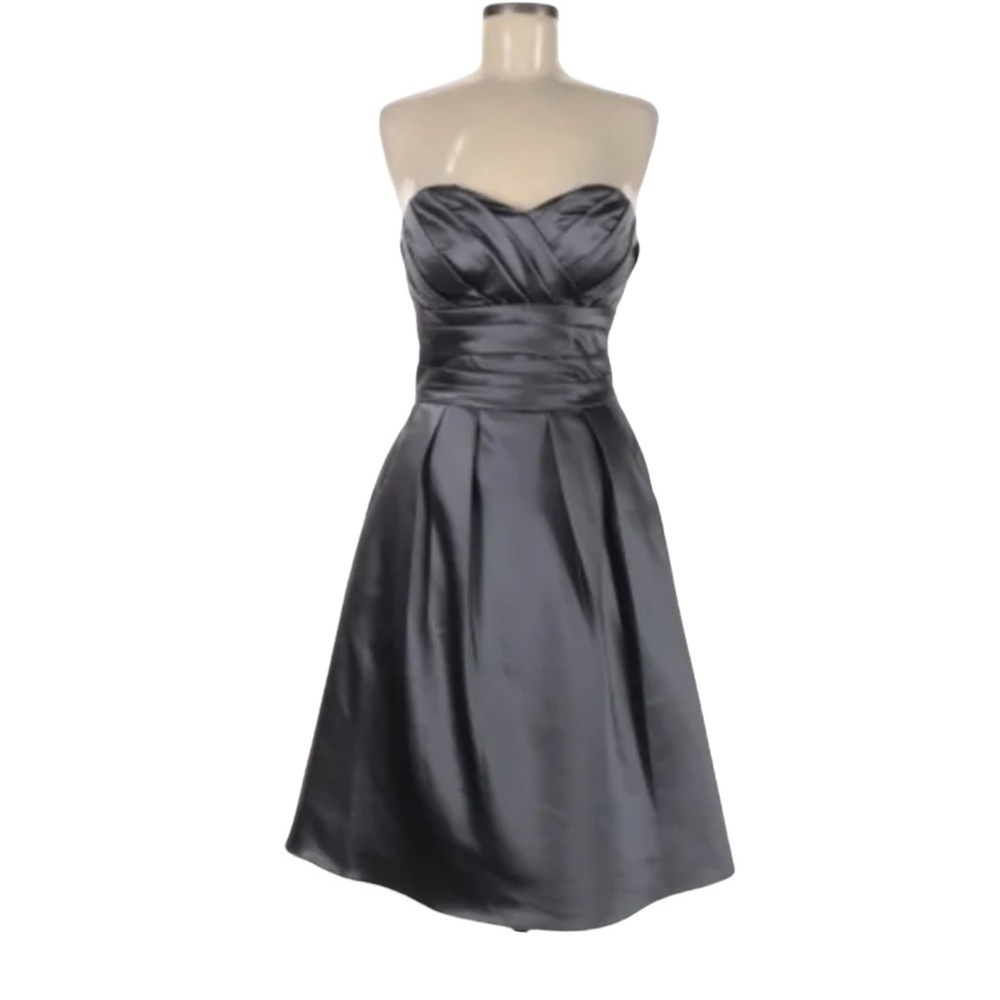 Bill Levkoff Strapless‎ Black Satin Formal Dress